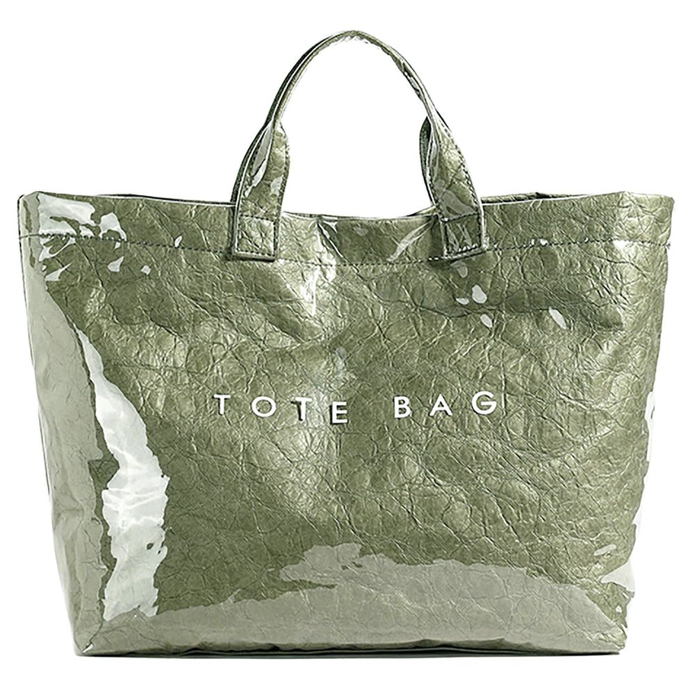 Kraft Paper Tote Bags With Pvc Surface Top-Handle Bag Vintage Clear :v